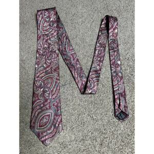 Vintage Gino Pompeii Men’s Red Green Tan Paisley Neck Tie 57” long